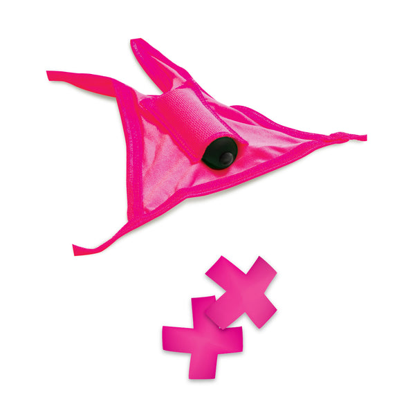 Pipe Dreams Neon Vibrating Crotchless Panty and Pasties Set