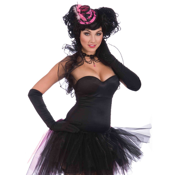 Mini Burlesque Hat-Pink/Black