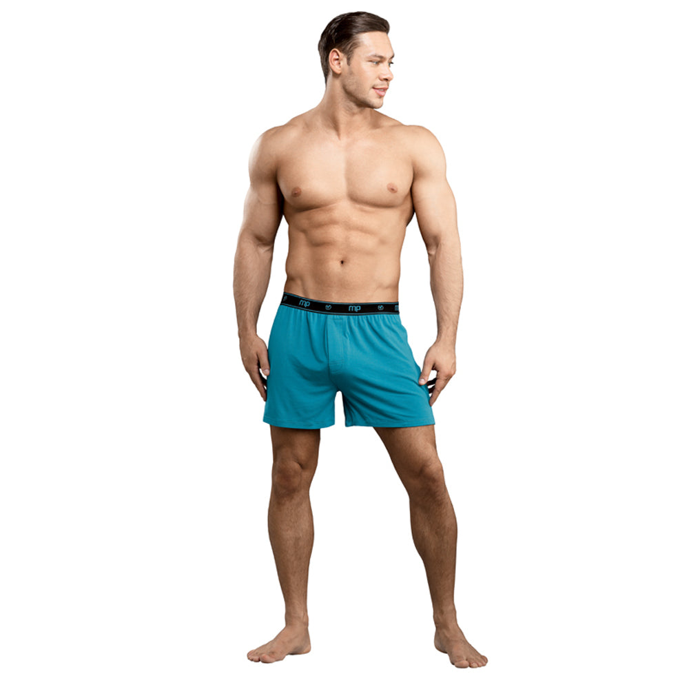 Male Power Bamboo Boxer Teal Med