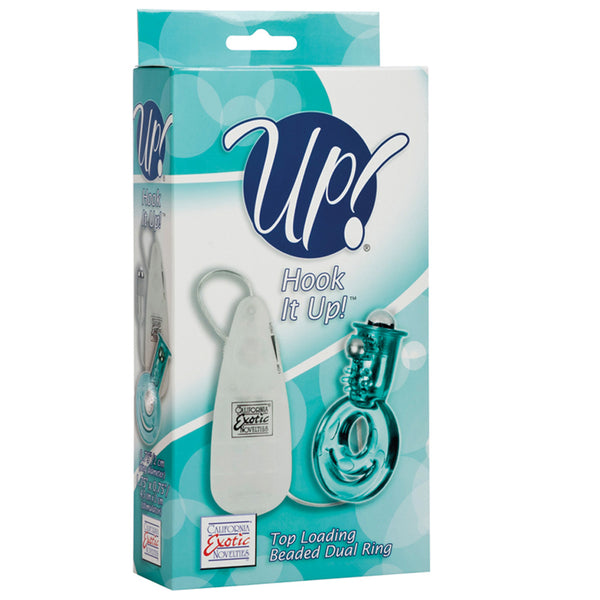 California Exotic Up! Hook It Up!  Top Loading Beaded Dual Ring - Teal