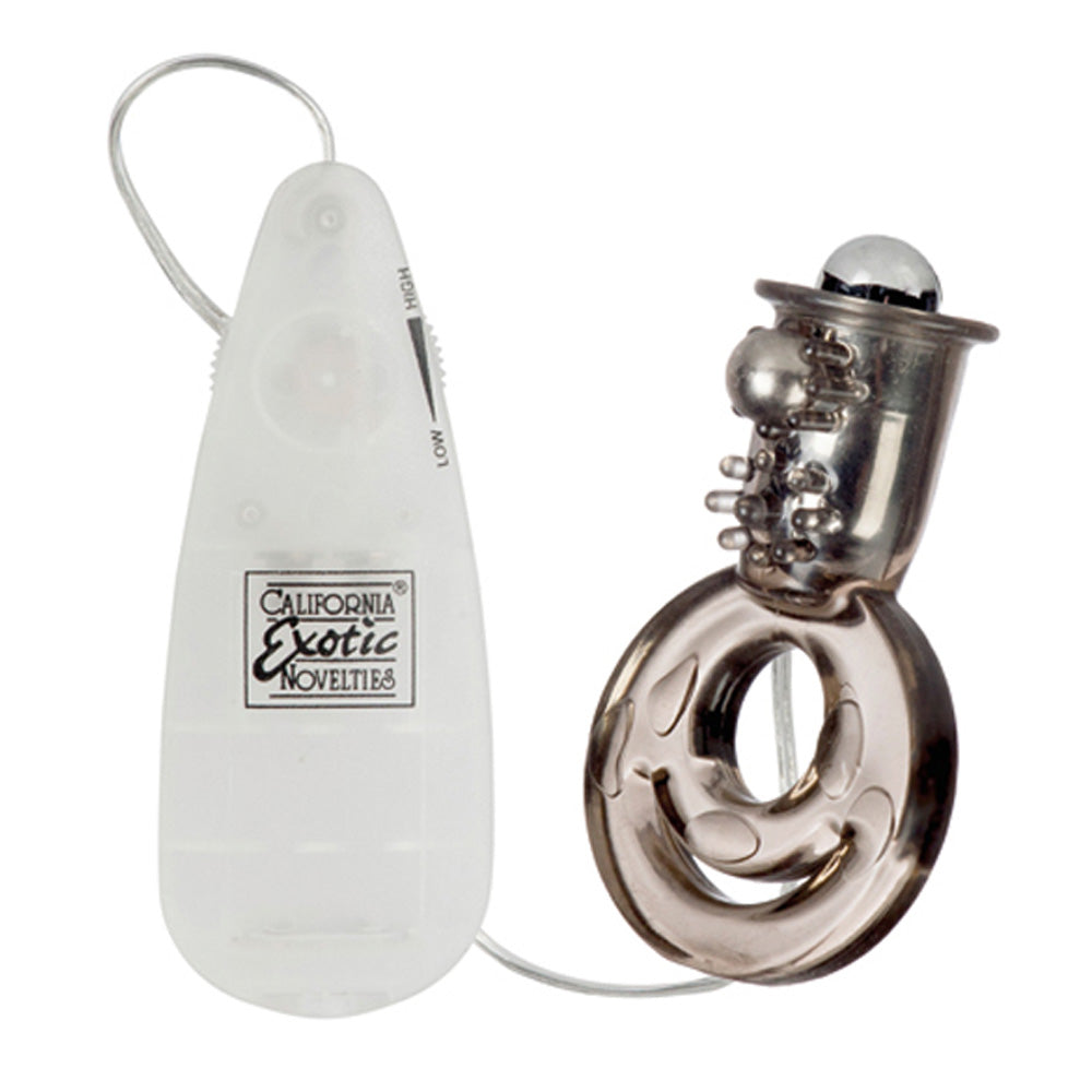 California Exotic Up! Hook It Up!  Top Loading Beaded Dual Ring - Smoke