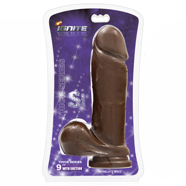 SI 9 inch Thick Cock with Balls & Suction Brown