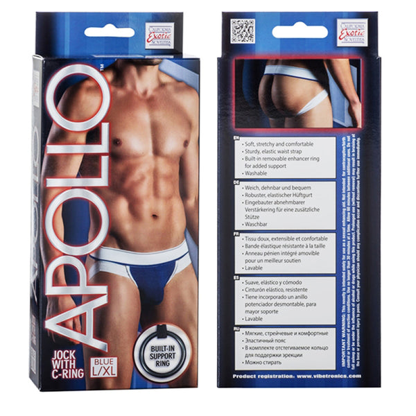 California Exotic Apollo Jock with C-Ring - L/XL - Blue