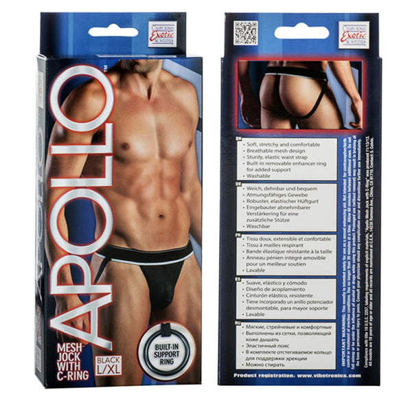 California Exotic Apollo Mesh Jock with C-Ring - L/XL - Black