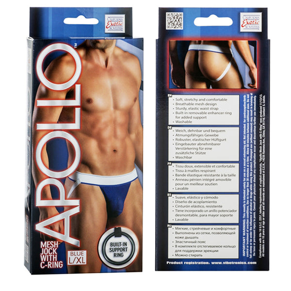 California Exotic Apollo Mesh Jock with C-Ring - L/XL - Blue