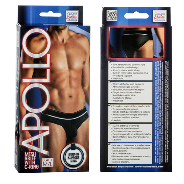 California Exotic Apollo Mesh Brief with C-Ring - M/L - Black