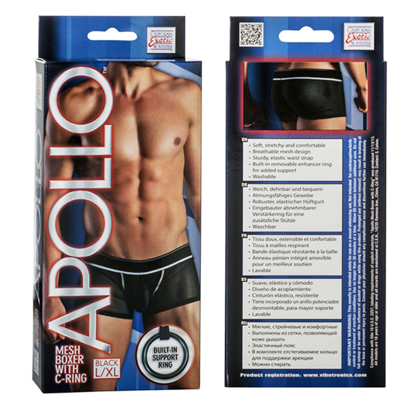 California Exotic Apollo Mesh Boxer with C-Ring - L/XL - Black