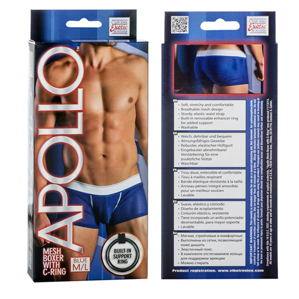 California Exotic Apollo Mesh Boxer with C-Ring - M/L - Blue