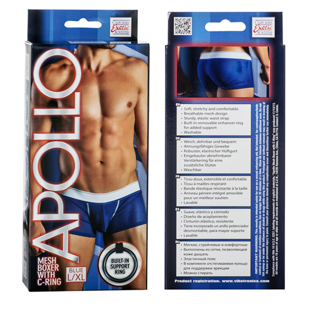 California Exotic Apollo Mesh Boxer with C-Ring - L/XL - Blue
