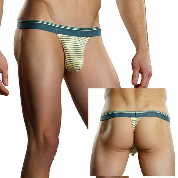 Male Power Heather Stripe Bong Thong Yellow S/M