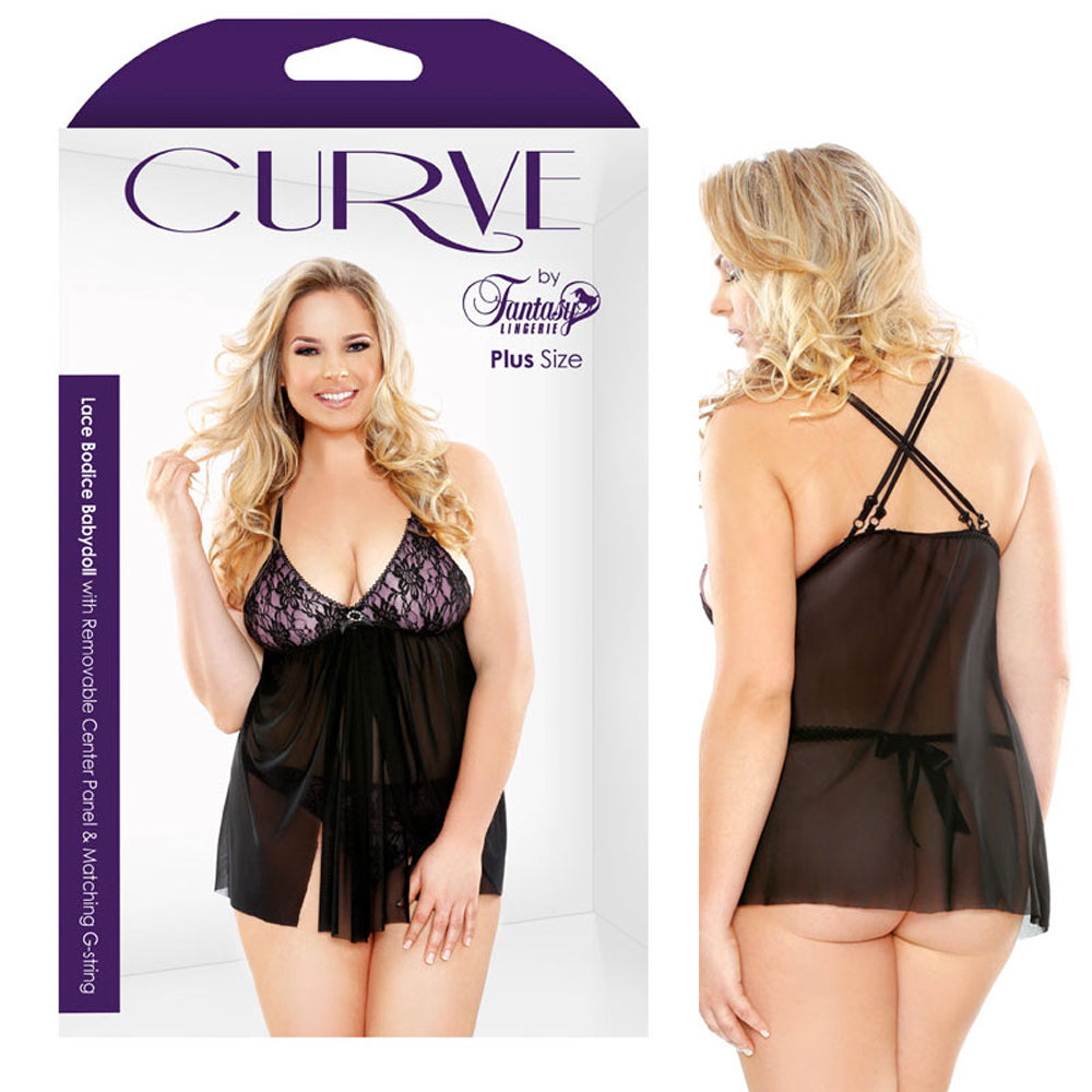 Curve Lace Bodice Babydoll & G Mauve 3X/4X