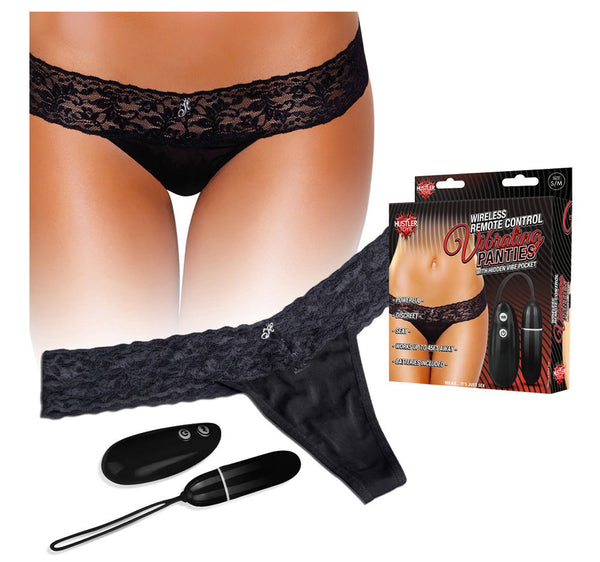 Hustler Vibrating Panty with Wireless Remote Control Black S/M
