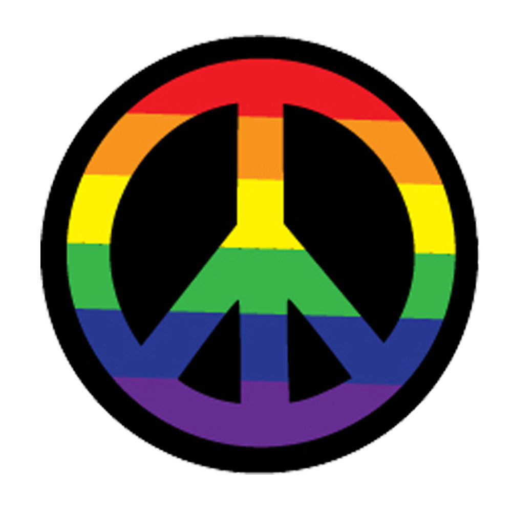 Rainbow Peace Sign 3in Button