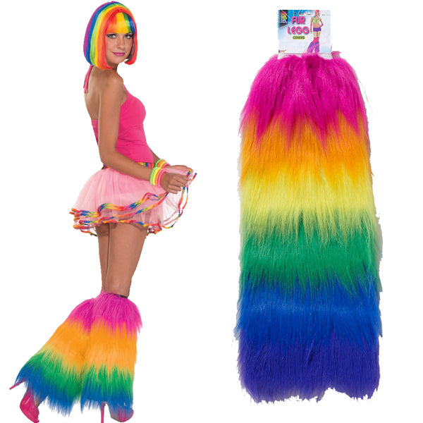 Rainbow Fur Leg Covers XL
