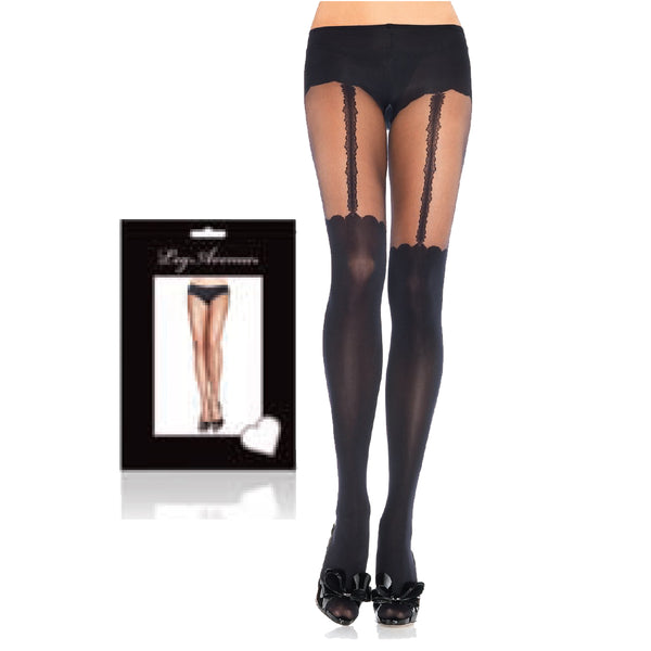 Spandex Opaque Garterbelt Pantyhose O/S
