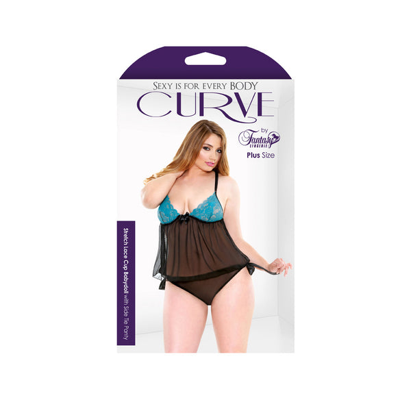 Curve Stretch Lace Babydoll Teal 1X/2X