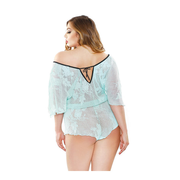 Curve Stretch Lace Romper Seafoam 1X/2X