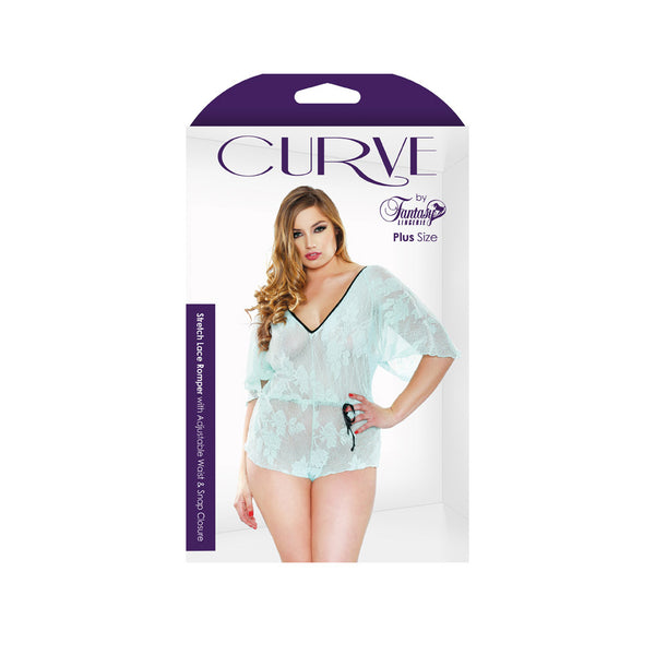 Curve Stretch Lace Romper Seafoam 3X/4X