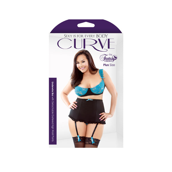 Curve Underwire Bra with Panty Teal 1X/2X