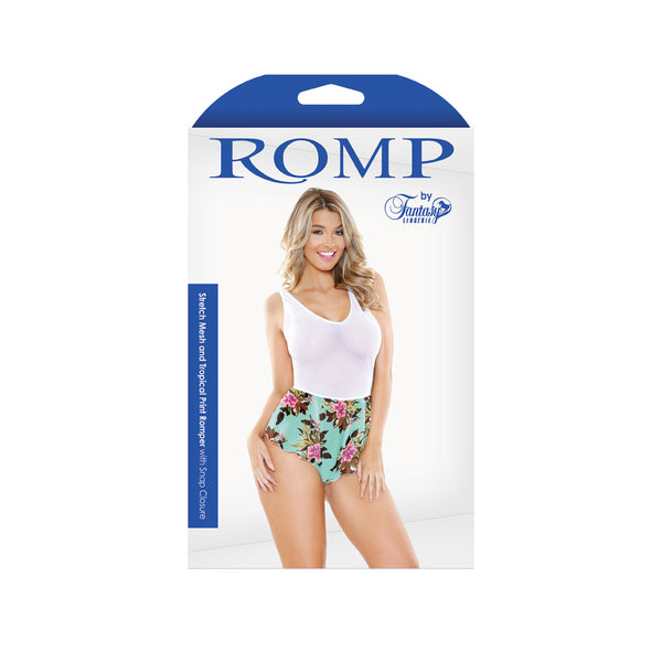 Romp Stretch Mesh & Trop Romper Turquoise S/M