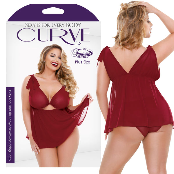 Curve Ruby Babydoll & Panty Red 1X/2X