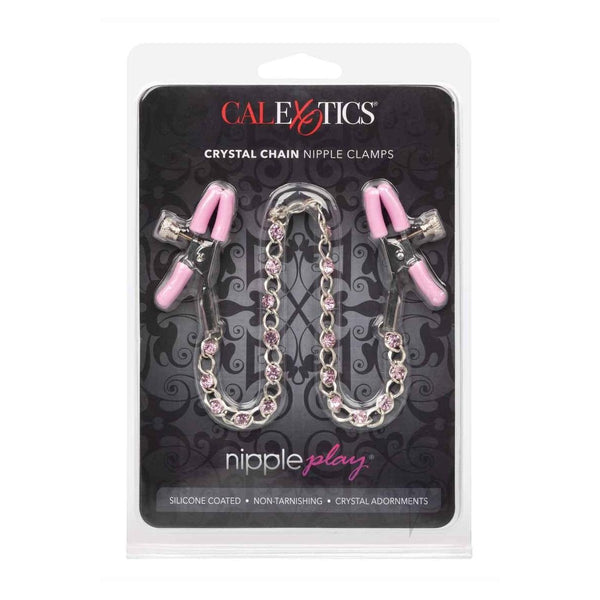 Nipple Play Crystal Chain Nipple Clamps - Pink