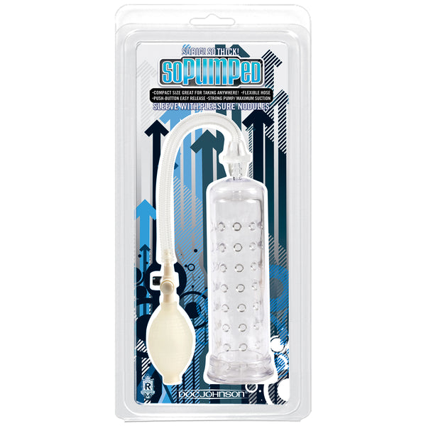 So Pumped- Penis Pump with Sleeve - Clear