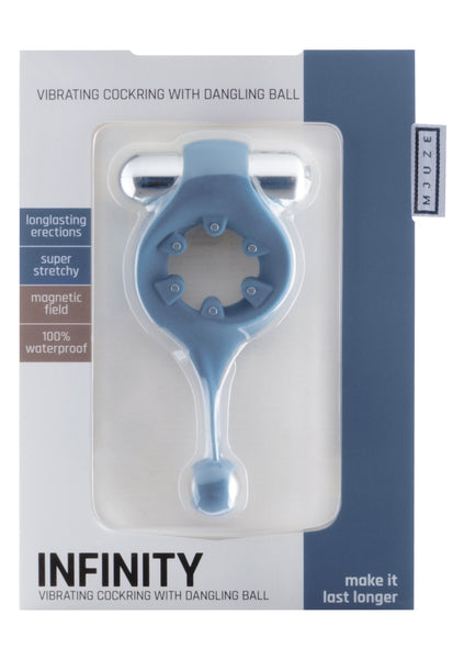 Infinity - Vibrating Cockring with Dangling Ball - Blue