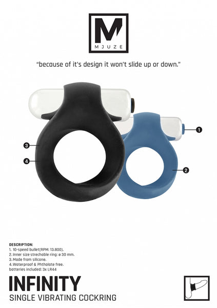 Infinity - Single Vibrating Cockring - Blue