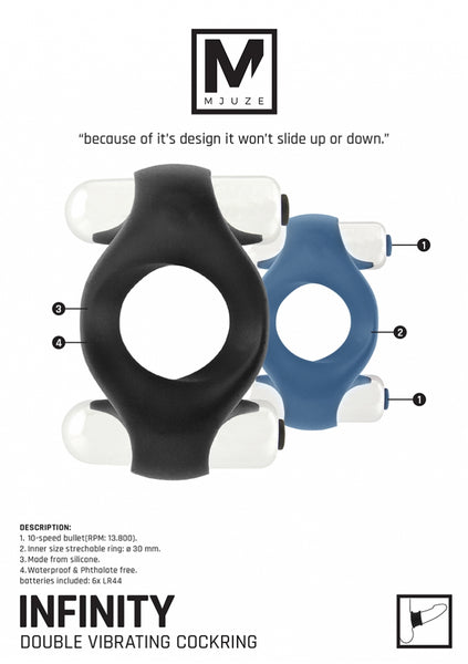 Infinity - Double Vibrating Cockring - Blue