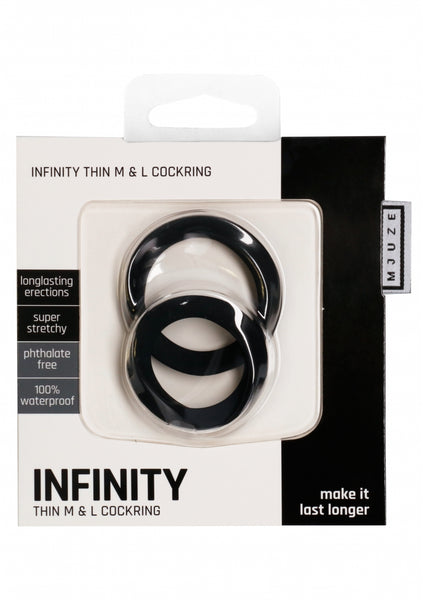 Infinity - Thin - M and L Cockring - Black