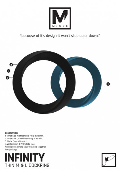 Infinity - Thin - Large Cockring - Black