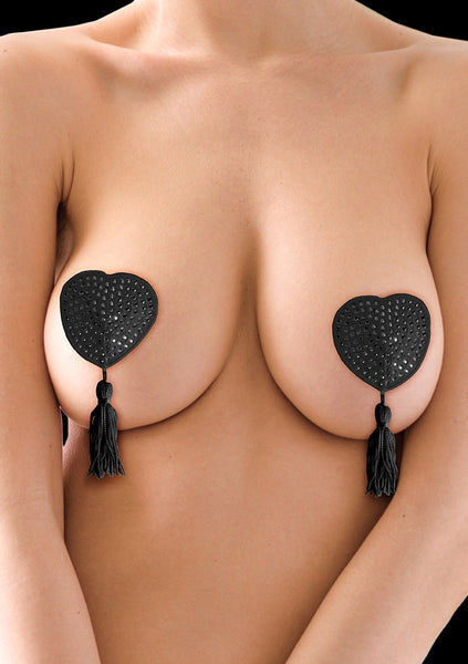 Nipple Tassels - Heart - Black