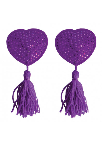 Nipple Tassels - Heart - Purple