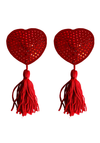 Nipple Tassels - Heart - Red