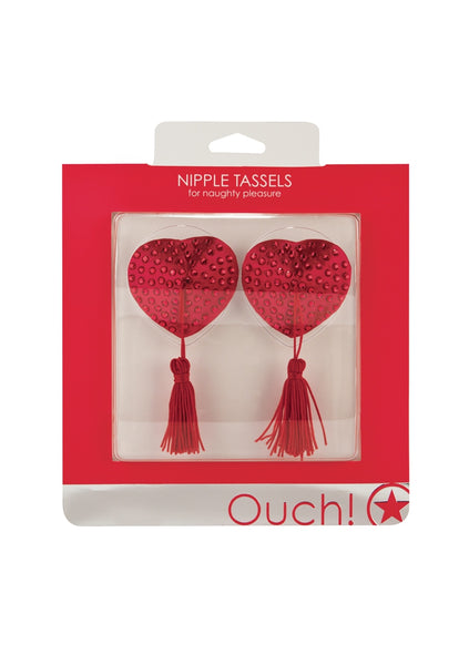 Nipple Tassels - Heart - Red