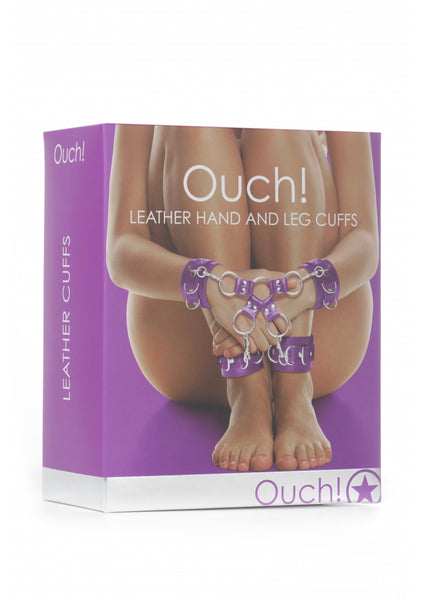 Leather Hand And Legcuffs - Purple