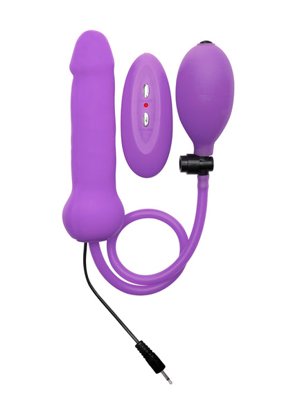 Inflatable Vibrating Silicone Dong - Purple