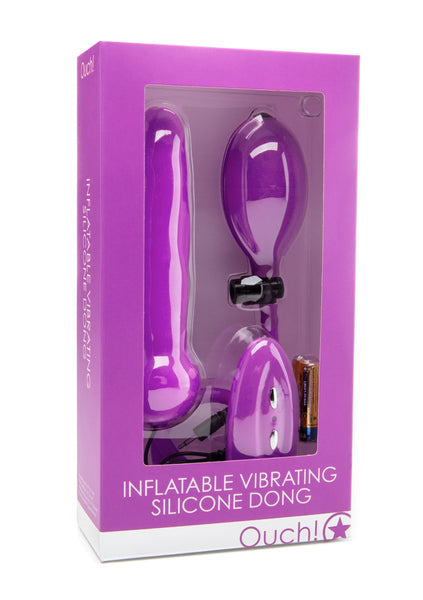 Inflatable Vibrating Silicone Dong - Purple