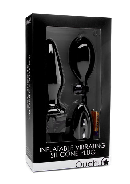 Inflatable Vibrating Silicone Plug - Black