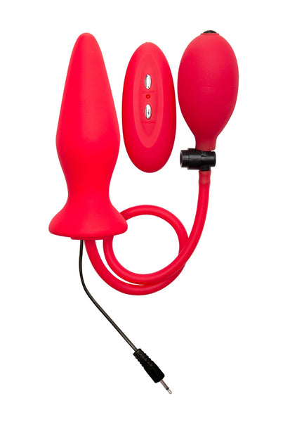 Inflatable Vibrating Silicone Plug - Red