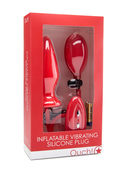 Inflatable Vibrating Silicone Plug - Red