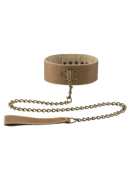 Collar With Leash - Brown