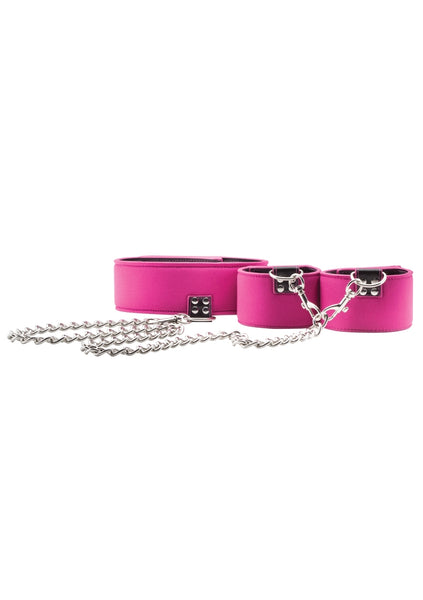Reversible Collar and Wrist Cuffs - Pink