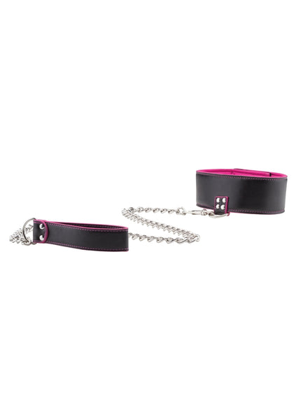 Reversible Collar with Leash - Pink