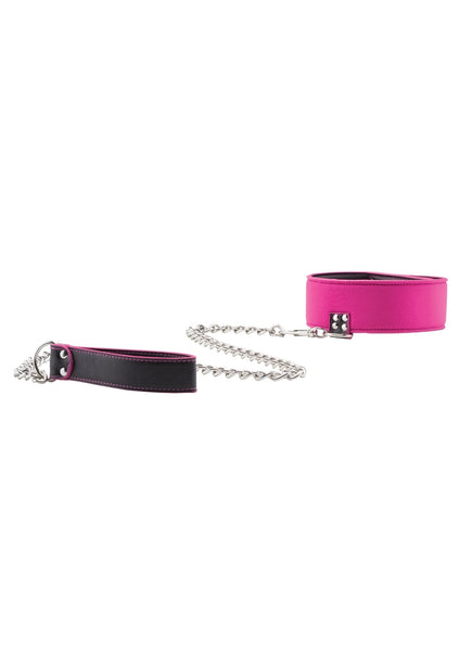 Reversible Collar with Leash - Pink