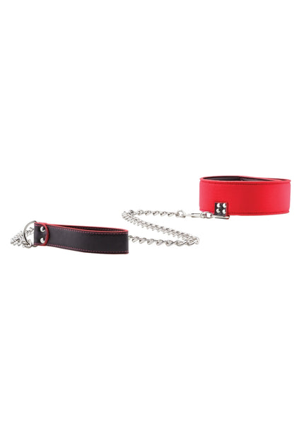 Reversible Collar with Leash - Red