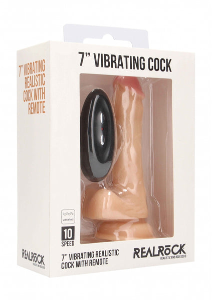 Vibrating Realistic Cock - 7" - With Scrotum - Skin