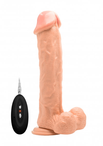 Vibrating Realistic Cock - 11" - With Scrotum - Skin