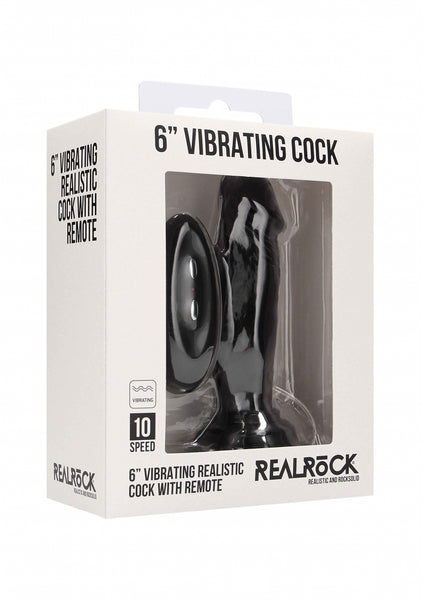Vibrating Realistic Cock - 6" - Black
